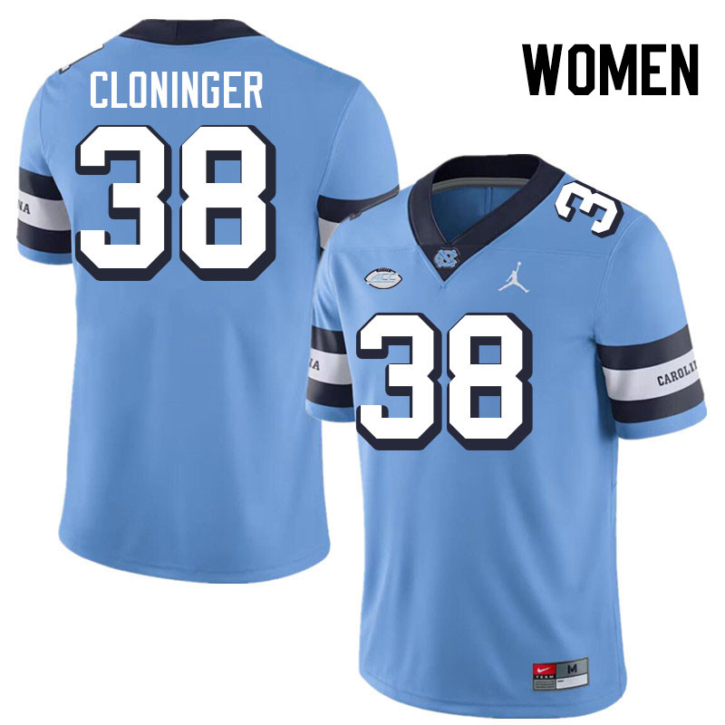 Women #38 Aiden Cloninger North Carolina Tar Heels College Football Jerseys Stitched-Throwback